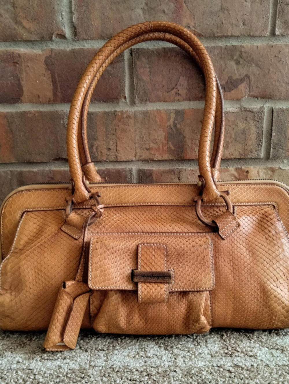 Salvatore Ferragamo Exotic Satchel Bag - Python Snakeskin Leather - Authentic
